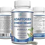 Adaptogen Stress Relief Immune Support Formula - Adaptogenic Adrenal Support with Ashwagandha, Astragalus, Ginseng, Holy Basil, Rhodiola, Amla, Maca, Schisandra, Non-GMO - 60 Capsules