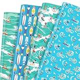 12 Sheets Surfing Wrapping Paper Surfboard,Surfer Designs Gift Wrap Surfing Gift Packing Paper for Party,Holiday,20"×28"
