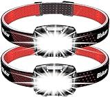 Blukar LED Headlamp,2000L Super Bright Rechargeable Headlight Flashlight with White&Red Light 2 Pack - Motion Sensor,Dimmable Brightness,8 Modes,Spotlight&Floodlight,IPX5 Waterproof for Camping,Hiking