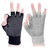 Xelsluthe 2 Pairs Half-Finger Workout Gloves Non Slip Fingerless Yoga Gloves Fingerless Pilates Glove Weight Lifting Glove for Women for Yoga, Rowing and Cycling