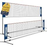 BOULDER Portable Badminton Pickleball Net - Foldable / Extendable Poles for Multiple Sports Heights (UP to 5 ft) - Ideal for Tennis, Pickleball, Soccer Tennis - Easy Setup (Blue, 14 FT)