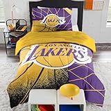 NORTHWEST Los Angeles Lakers NBA Comforter Set – Officially Licensed Bedding with Team Logo & Pillow Shams – Basketball Bedroom Decor– Basketball Fan Bedroom Set, Twin/Twin XL