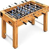 SereneLife 48in Foosball Table, Competition Size Soccer Game Table for Kids and Adults, Home Game Room Arcade Set, Leveling Legs, Engineered Wood, Chrome Steel Rods, 2 Balls, 2 Cup Holders, Natural