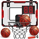 Basketball Hoop Indoor for 5 6 7 8 9 10+ Year Old Boys Kids, Mini Basketball Hoop with Electronic Scoreboard Over The Door, Sport Toys Birthday Gift