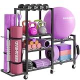 SEEAHEAD 6Tier Rolling Home Gym Storage, Multi-Purpose Dumbbell Weight Rack