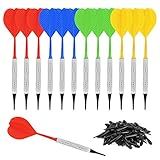 Accmor 12 Pack Soft Tip Darts, Bar Dart, Plastic Tip Darts Set, Attach Extra 100 Black 2BA Replacement Tips, Soft Tip Darts for Electronic/Plastic Dartboard