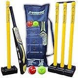 Vinson Stokes Edition Tweenager (8-12 yrs) Plastic Cricket Kit with a Double Blade Bat (450 gm) & a 750 gm Stumps Set with a Single Bowling Wicket for Both Sides, PVC Windball & a Storage Carry Bag.
