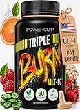 Triple Burn Weight Loss Pills for Women & Men, Fat Burner GLP-1 Support, Appetite Suppressant, Diet Pills with Green Coffee Extract & Cayenne (60 Capsules)