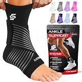 Sleeve Stars Ankle Brace Men & Women Support (Single/M:10"-12"/Black)