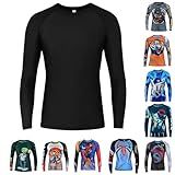 Roar BJJ Kid's MMA Rash Guard Training No-Gi and Gi Jiu Jitsu Rashguard MMA Grappling Compression Shirts Wrestling (US, Alpha, X-Small, Regular, Black)