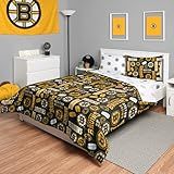 FOCO Boston Bruins NHL Team Color Bed in a Bag Comforter Bedding 5 Piece Full Set