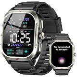 Smart Watch for Men Built-in GPS, 2.06" Military Fitness Tracker IP68 Waterproof, Fitness Watch with Heart Rate/Sleep, Smartwatch with Answer/Make Calls, 100+ Sport Modes for iPhone/Android, Black