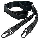 DDOUT 2 Point Rifle Sling with HK Hook, Gun Sling and ar Strap Length Adjustable with Elastic Bungee for Outdoor Activities and Hunting, Black