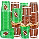 Norme 24 Pcs Football Cups Bulk Plastic 16 oz Reusable Cups Football Themed Birthday Party Supplies Decoration Party Sports Drinking Trumbers for Birthday Senior Night Dinnerware Team Event