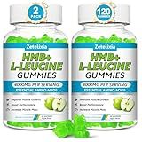 HMB and L-Leucine Gummies, 4000mg HMB and Leucine Supplements Amino Acid Gummies for Men & Women, Support Muscle Growth, Muscle Relief and Workout Recovery, Sugar-Free, Vegan, Apple Flavor, 120 Count
