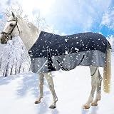 SteeDear 1200D Winter Horse Blanket,300g Fill,Black/Gray 81''