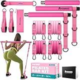 Ayombo Pilates Bar Kit with Resistance Bands, Adjustable Pilates Equipment for Legs, Hip, Waist, Arm, Squats Exercise Equipment for Home Gym Workouts, 3-Section Pilates Bar Kit for Women & Men
