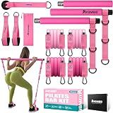 Ayombo Pilates Bar Kit with Resistance Bands, Adjustable Pilates Equipment for Legs, Hip, Waist, Arm, Squats Exercise Equipment for Home Gym Workouts, 3-Section Pilates Bar Kit for Women & Men