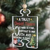 Great Team Puzzle Acrylic Ornament, Inspirational Quote Puzzle Piece Hanging Decoration, Team Appreciation Gift Plaque, Christmas Ornament for Coworkers, Office Desk Keepsake YK6