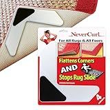 StepNGrip Rug Corner Grippers 4-Pack - Flattens Edges to Hold Rugs in Place - Impedes Curling with Stiff Layer - Reusable Carpet Grip Pads with Easy-Lift Design - 6.5 x 6.5 Inches