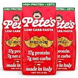 Pete's Pasta Variety Penne, Rotini, Elbow Macaroni | 17g High Protein Pasta | 7g Low Carb Keto Pasta | Healthy, Italian Pasta From Italy | 3-Pack, 8oz