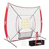 YeahChi 7×7FT Baseball net, Pitching net with Strike Zone Target, Baseball&Softball Practice net with Sturdy Bow Frame and Stable Base,Portable Practice net for All Ages and All Skilled Levels
