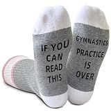 BSNZZIO If You Can Read This - Funny Womens Mens Crew Socks, Boot Socks for Adults Teens Gymnastics Lover, Appreciation Gifts for Gymnast Friends Coworker