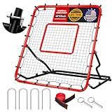 48x52inch Baseball Rebounder Anti-UV 3 Adjustable Angles Fielding Trainer, Volleyball Softball Football Rugby Baseball Bounce Back Net Stable Easy Storage Pitch Back Rebound Net with 4 Stakes