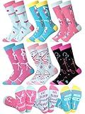 Eurzom 6 Pairs Gymnastics Socks for Teen Girls & Women Cute Novelty Cotton Crew Socks Gymnast Stuff Gift for Gymnasts Coaches Gym Lovers Birthday Senior Night