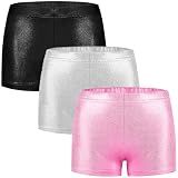 BYONEME Girls Dance Short for Gymnastics Athletic Shorts Sparkle Glitter Tumbling Bottoms 7-8Y