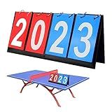 4-Digital Portable Table Top Scoreboard Flipper, Multi Sports Score Flip Scoreboard Score Keeper for Ping-Pong Badminton Volleyball Football Sports, Blue and Red