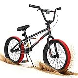 KORIMEFA BMX Bike for Kids 18 20 inch, 6-12 Years Boys Racing Freestyle Trick Bicycle, Hi-Ten Steel Frame, Beginner-Level to Advanced Riders