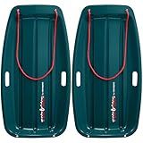 Retrospec Retrorider Plastic Snow Sled for Kids and Adults - Toboggan Style with Pull Rope, Cold-Resistant Construction & Hard Bottom for Fast Downhill Rides