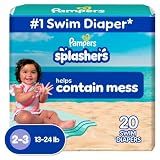 Pampers Splashers Swim Diapers, Size 2-3, 20 Count, Disposable Swim Diapers, Contains Mess, No Swell