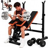 YOLEO Beginner Weight Bench Set, Adjustable Foldable Bench Press with Rack