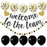 Welcome to The Team Banner Black Gold Glittery Welcome Banner for New Employee Team Member Coworker Staff Colleague New Teacher Welcome Party Banner Balloons Garland Decorations Welcome Banner for Office Party