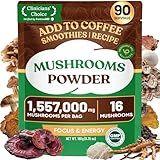 Venture Pal 16 in 1 Mushroom Powder (90 Servings) - 1,557,000mg Mushroom Coffee Alternative with Ashwagandha, Lion’s Mane, Chaga & More | 100% Fruiting Bodies | 10:1 Extract for Immune,Focus & Energy