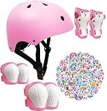 Kids Bike Helmet Set,CPSC Certified with Knee Elbow Wrist Pads Guards,Toddler Adjustable Blue Helmet for Ages 2-14 Girl Child,Sports Protective Gear Set for Bicycle Skate Scooter Rollerblading