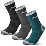 innotree 3 Pack Men's Merino Wool Hiking Socks, Micro Crew Cushioned Hiking Walking Socks Moisture Wicking Trekking Socks