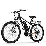 Qlife Racer Electric Bike for Adults - 21-Speed Mountain Lightweight Ebike with Peak 750W 22MPH Brushless Motor, 375Wh Removable Battery, 26X2.1 Tire Step Over E-MTB,Black with F&RR