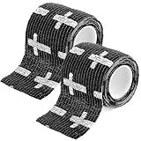TrelaCo 1 Pcs Cross Tape Christian Athletic Tape 2IN X 15FT Elastic Wrist Wrap for Baseball Soccer Football Gymnastic Non Woven Jesus Self Adhesive Bandage Sport Bandage Wrap for Wrist, Feet (Black)