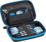Casemaster Sentinel 6 Dart Case, Holds Extra Accessories, Tips, Shafts and Flights, Compatible with Steel Tip and Soft Tip Darts, Impact & Water Resistant Tactech Shell, Blue Zipper