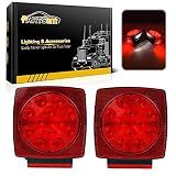 Partsam 12V Submersible Square Led Trailer Light,Red White LED Stop Turn Tail License Brake Running Light Lamp for Trailers Under 80" Boat Trailer Truck Marine Camper RV Snowmobile,IP68,DOT Compliant
