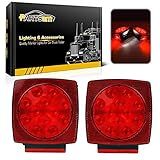 Partsam 12V Submersible Square Led Trailer Light,Red White LED Stop Turn Tail License Brake Running Light Lamp for Trailers Under 80" Boat Trailer Truck Marine Camper RV Snowmobile,IP68,DOT Compliant