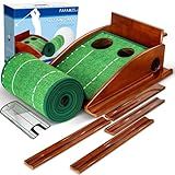 FAFAMESO Golf Putting Mat, Putting Green Indoor with Ball Return - Golf Gifts for Men Christmas, Golf Training Aid for Home Office, Portable Putting Training Mat for Men