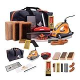 RaceWax Elite Ski and Snowboard Tuning and Waxing Kit - Complete with Waxing Iron, Angled Edge Tuner, Universal Temperature Wax, Edge Tools, Base Repair Tools, and Cordura Travel Bag - (PC-7909)