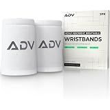 ADV Tennis & Pickleball Wristbands, Slim & Absorbent (White, S, 2-Pack)