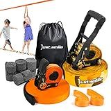Slackline Kit Slakcline Longer 65ft with Tree Protectors Arm Trainer and Carry Bag,Slack Lines for Backyared for Kids and Adults