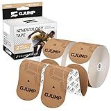 GJUMP Kinesiology Tape, 40 Count Precut Strips 2 Rolls, Original Cotton Elastic Athletic Tape for Muscle Strain Relief & Joint Support, Waterproof & Breathable Sports Tape