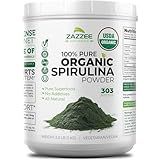 Zazzee USDA Organic Spirulina Powder, 2.2 Pounds (1 KG), 303 Servings, Certified Kosher, 100% Pure, Non-Irradiated, Mess-Free Wide Mouth Container, Fresh Smell and Neutral Taste, Non-GMO, Made in USA